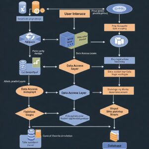 Diagrama de flujo mostrando la integración de módulos en un sistema de software.